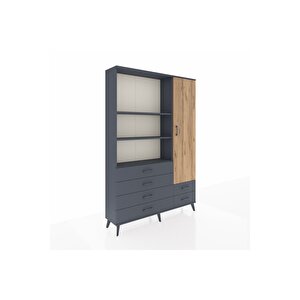 Arges Dolap 7 Raflı 6 Çekmeceli Tek Kapaklı  132x30x195 Antrasit-çam/antrasit