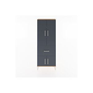Arges Dolap 3 Raflı Tek Çekmeceli 4 Kapaklı 60x30x163 Çam-antrasit