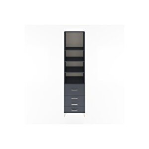 Hyperion Dolap 4 Raflı 4 Çekmeceli 60x44x243 Antrasit-antrasit