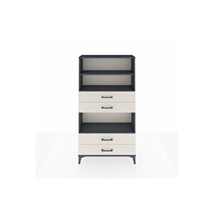 Arges Dolap 3 Raflı 4 Çekmeceli 88x30x163 Antrasit-aytaşı