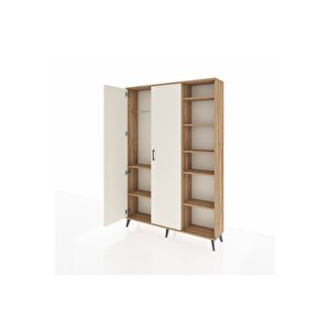 Arges Dolap 7 Raflı 2 Kapaklı Tek Askılı 132x30x195 Çam-aytaşı/çam