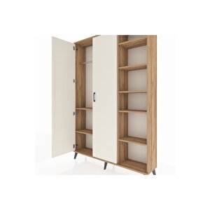 Arges Dolap 7 Raflı 2 Kapaklı Tek Askılı 132x30x195 Çam-aytaşı/çam