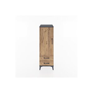 Hyperion Dolap 3 Raflı 2 Çekmeceli Tek Kapaklı 44x44x134 Antrasit-çam