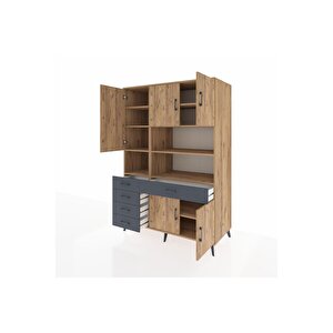 Kronos Dolap 9 Raflı 5 Çekmeceli 5 Kapaklı 132x59x195 Çam-çam/antrasit