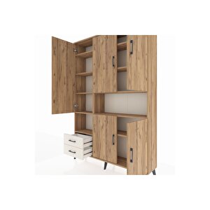 Arges Dolap 10 Raflı 2 Çekmeceli 5 Kapaklı 132x30x195 Çam-çam/aytaşı