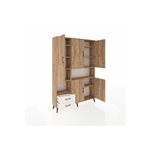 Arges Dolap 10 Raflı 2 Çekmeceli 5 Kapaklı 132x30x195 Çam-çam/aytaşı