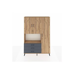 Arges Dolap 7 Raflı 3 Çekmeceli 3 Kapaklı 132x30x195 Çam-çam/antrasit