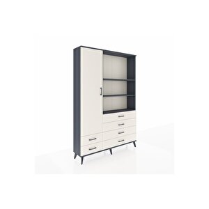 Arges Gardrop 7 Raflı 6 Çekmeceli Tek Kapaklı  132x30x195 Antrasit-aytaşı