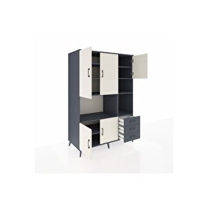 Kronos Dolap 9 Raflı 3 Çekmeceli 5 Kapaklı 132x59x195 Antrasit-aytaşı/antrasit