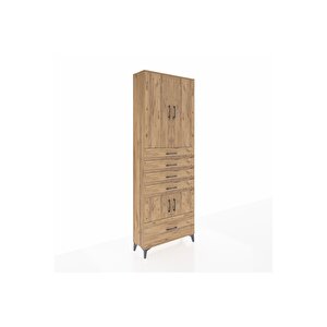 Arges Dolap 4 Raflı 5 Çekmeceli 4 Kapaklı 88x30x243 Çam-çam