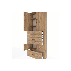 Arges Dolap 4 Raflı 5 Çekmeceli 4 Kapaklı 88x30x243 Çam-çam