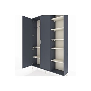 Arges Dolap 7 Raflı 2 Kapaklı Tek Askılı 132x30x195 Antrasit-antrasit/aytaşı