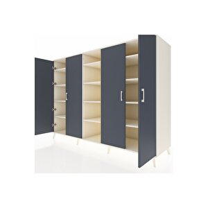 Kronos Dolap 12 Raflı 4 Kapaklı 220x59x163 Aytaşı-antrasit/aytaşı