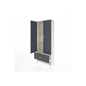 Arges Dolap 4 Raflı Tek Çekmeceli 2 Kapaklı 88x30x221 Aytaşı-antrasit
