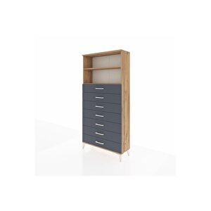 Arges Dolap 2 Raflı 7 Çekmeceli 88x30x182 Çam-antrasit