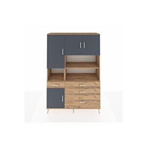 Hyperion Dolap 9 Raflı 4 Çekmeceli 4 Kapaklı 132x44x195 Çam-antrasit/çam