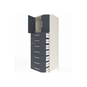 Kronos Dolap Tek Raflı 7 Çekmeceli 2 Kapaklı 60x59x182 Aytaşı-antrasit