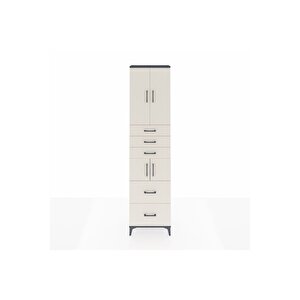 Arges Dolap 4 Raflı 5 Çekmeceli 4 Kapaklı 60x30x243 Antrasit-aytaşı