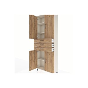 Arges Dolap 4 Raflı 3 Çekmeceli 4 Kapaklı 88x30x243 Aytaşı-çam