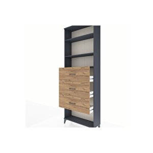 Arges Dolap 3 Raflı 3 Çekmeceli 88x30x243 Antrasit-çam
