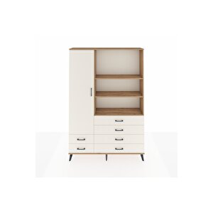 Arges Gardrop 7 Raflı 6 Çekmeceli Tek Kapaklı  132x30x195 Çam-aytaşı