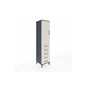 Hyperion Dolap 3 Raflı 5 Çekmeceli Tek Kapaklı 44x44x195 Antrasit-aytaşı