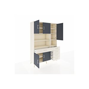 Hyperion Dolap 9 Raflı 5 Çekmeceli 5 Kapaklı 132x44x195 Aytaşı-antrasit/aytaşı