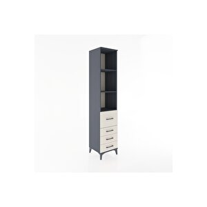 Hyperion Dolap 3 Raflı 4 Çekmeceli 44x44x221 Antrasit-aytaşı