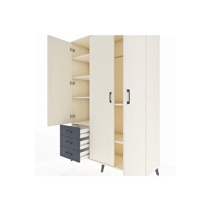 Hyperion Dolap 6 Raflı 3 Çekmeceli Tek Askılı 132x44x195 Aytaşı-aytaşı/antrasit