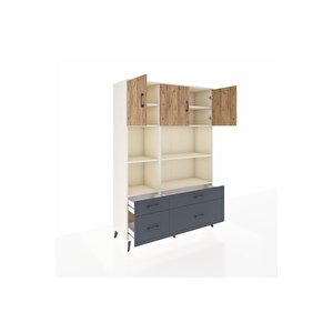Hyperion Dolap 8 Raflı 4 Çekmeceli 3 Kapaklı 132x44x195 Aytaşı-çam/antrasit