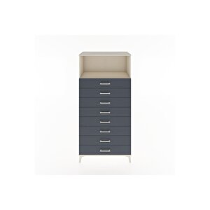 Hyperion Dolap Tek Raflı 8 Çekmeceli 88x44x182 Aytaşı-antrasit