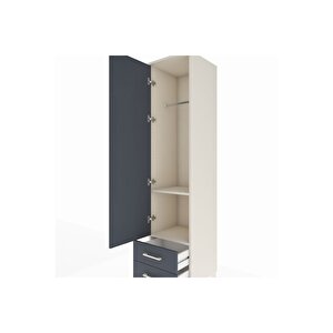 Hyperion Dolap 2 Raflı 2 Çekmeceli Tek Askılı 44x44x195 Aytaşı-antrasit