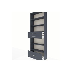 Arges Dolap 5 Raflı 3 Çekmeceli 88x30x243 Antrasit-antrasit