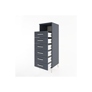 Hyperion Dolap Tek Raflı 6 Çekmeceli 44x44x134 Antrasit-antrasit