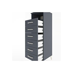Hyperion Dolap Tek Raflı 6 Çekmeceli 44x44x134 Antrasit-antrasit