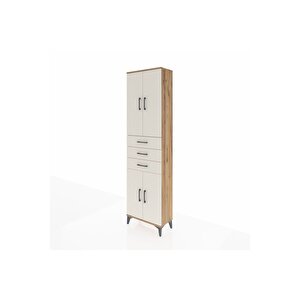 Arges Dolap 4 Raflı 3 Çekmeceli 4 Kapaklı 60x30x221 Çam-aytaşı