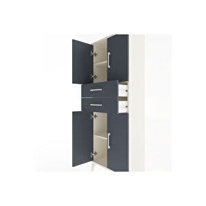 Arges Dolap 3 Raflı 2 Çekmeceli 4 Kapaklı 60x30x163 Aytaşı-antrasit