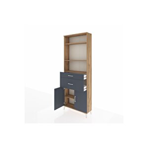 Arges Dolap 4 Raflı 2 Çekmeceli 2 Kapaklı 88x30x243 Çam-antrasit