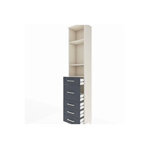 Arges Dolap 3 Raflı 5 Çekmeceli 44x30x221 Aytaşı-antrasit