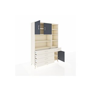 Hyperion Dolap 9 Raflı 5 Çekmeceli 3 Kapaklı 132x44x195 Aytaşı-antrasit/aytaşı