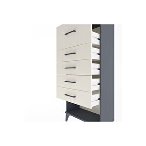 Arges Dolap 5 Çekmeceli 60x30x134 Antrasit-aytaşı