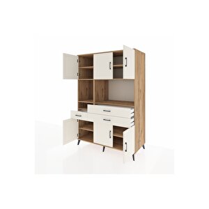 Kronos Dolap 9 Raflı 3 Çekmeceli 6 Kapaklı 132x59x195 Çam-aytaşı/aytaşı