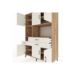 Kronos Dolap 9 Raflı 3 Çekmeceli 6 Kapaklı 132x59x195 Çam-aytaşı/aytaşı