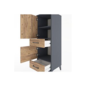 Hyperion Dolap 3 Raflı 2 Çekmeceli 2 Kapaklı 44x44x134 Antrasit-çam