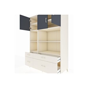 Kronos Dolap 8 Raflı 4 Çekmeceli 3 Kapaklı 132x59x195 Aytaşı-antrasit/aytaşı