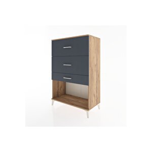 Hyperion Dolap 3 Çekmeceli 88x44x134 Çam-antrasit