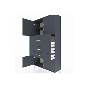 Arges Dolap 2 Raflı 3 Çekmeceli 4 Kapaklı 88x30x163 Antrasit-antrasit