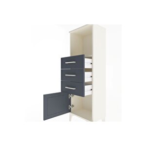 Arges Dolap Tek Raflı 3 Çekmeceli Tek Kapaklı 44x30x134 Aytaşı-antrasit