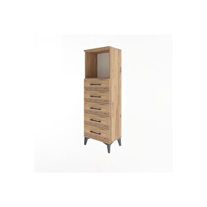 Arges Dolap Tek Raflı 5 Çekmeceli 44x30x134 Çam-çam