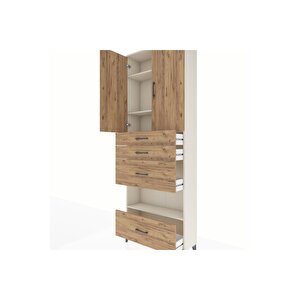 Arges Dolap 4 Raflı 4 Çekmeceli 2 Kapaklı 88x30x243 Aytaşı-çam
